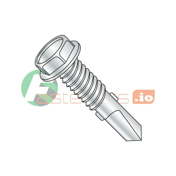 Newport Fasteners Self-Drilling Screw, #12-24 x 7/8 in, Zinc Plated Steel Flange Hex Head External Hex Drive, 5000 PK 646847 - main